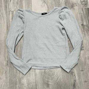 Aqua by Bloomingdales gray puff sleeve thermal long sleeve top- XS